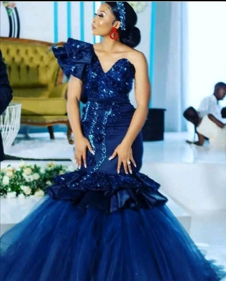 Blue bridal gown by ROXEI Designs