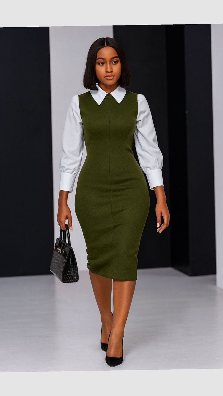 Olive office dress